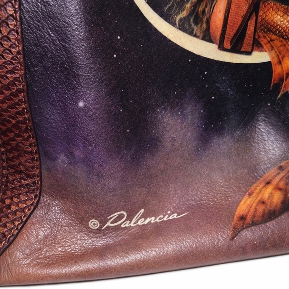 RARE FIND ♥︎ David Delamore • Mermaid on the Moon • Art Leather Tote Purse - Picture 15 of 17